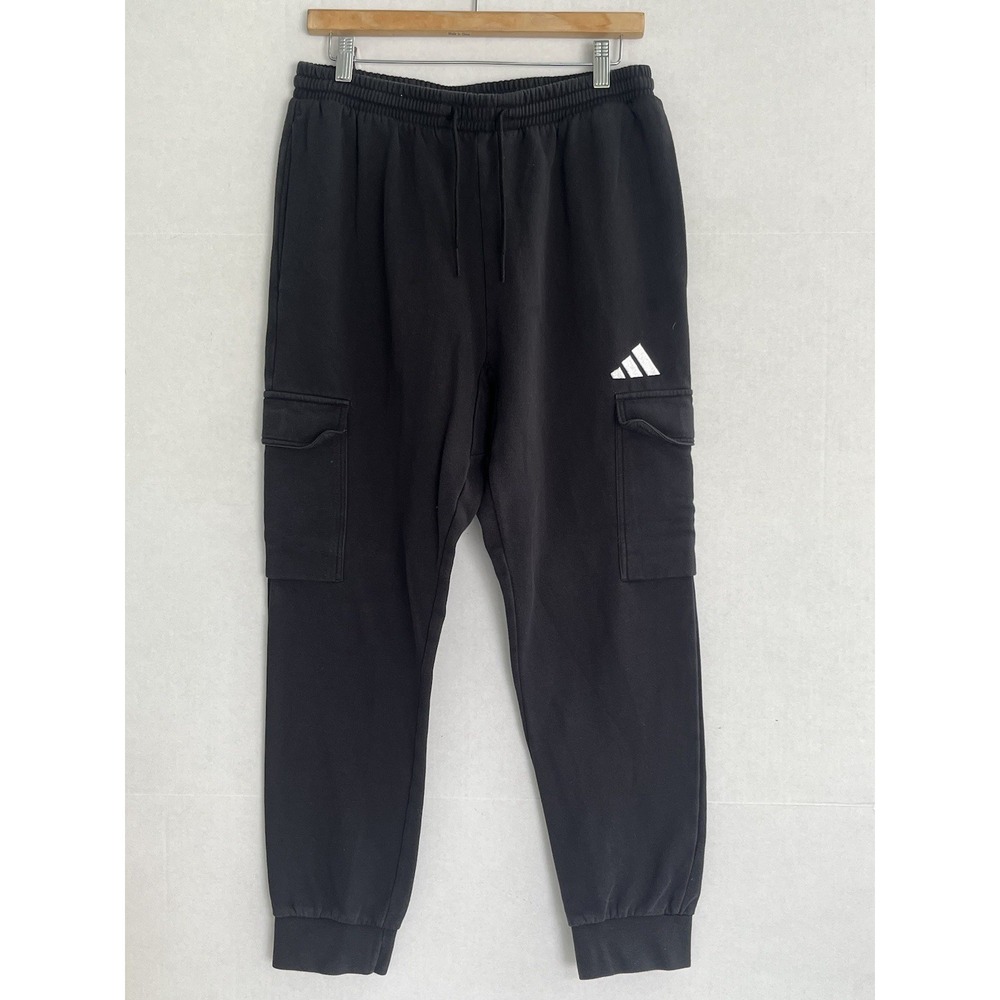 Adidas‎ Essentials Pants Men's M Sweats Jogger Cargo Tapered Fleece Logo Gray